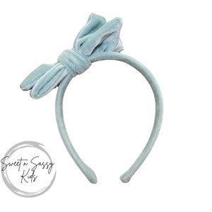 Light Sage Headband, Velvet Bow Headband, Hard Headband, Hair Accessories, Girls Headband, Toddler Headband, Velvet Headband, Bow Headband