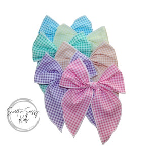 Gingham Fable Hair Bow, 5.5 inch, Pink Gingham