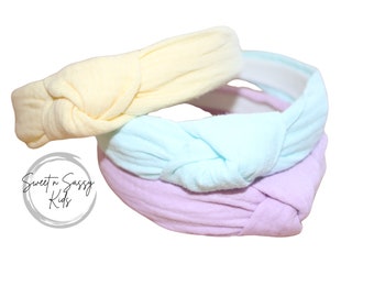 Pastel Muslin Top Knot Headband, Girls Hair Accessories, Spring