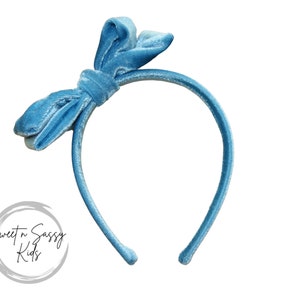 Blue Headband, Velvet Bow Headband, Hard Headband, Hair Accessories, Girls Headband, Toddler Headband, Velvet Headband, Bow Headband