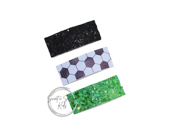 Soccer Snap Hair Clips, 2 inch, Glitter Hair Accessories, Toddler Girls