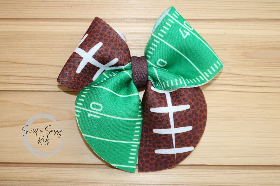Football Hair Bow, Scuba Fabric Bow, Football Hair Clip, Sports Bow, Game Day Hair Bow, Football