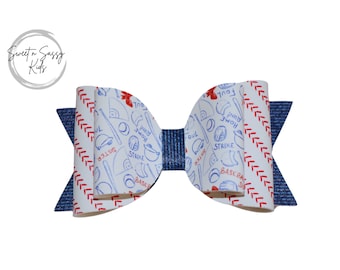 Baseball Sis Hair Bow or Headband, 4 Inch, Girly Baseball