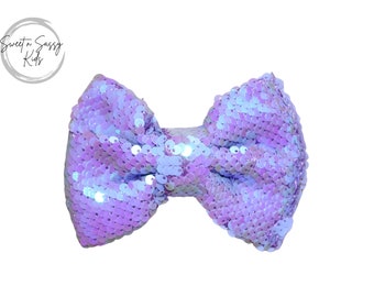 Purple Iridescent Sequin Bow, 5 inch bow, Mermaid Hair Bow, Girls Hair Clip, Birthday Bow, Mermaid Birthday, Sequin Hair Bow, Sequin Clip