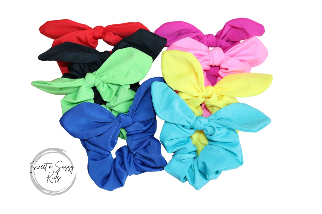 Pool Scrunch SWIM Bunny Ear Scrunchie, Solid Color Pool Bow, Swim Hair Tie - Etsy