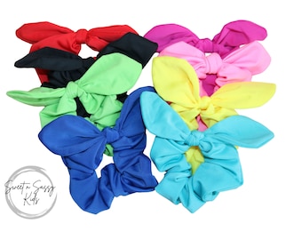 SWIM Bunny Ear Scrunchie, Solid Color Swim, Pool Bow, Beach Bow, Water Bows, Poolside, Swim Fabric, Swim Hair Tie, Pool Scrunchie, Women