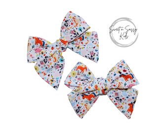 Farm Animal Hair Bow, 3.5 inch, Hair Clip or Headband, Country Girl