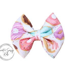 Donut Bow or Headband, 4 inch bow, Bullet bow, Baby Headband, Fabric Bow, Doughnut Hair Bow, Sprinkles Bow, Donut Party, Sweet One Bow