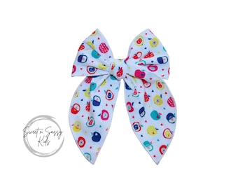 Apple Hair Bow, 5.5 inch, School Uniform Bows, Fall Hair Accessories