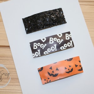 GLOW In The DARK, Choose ONE, Halloween Snap Clips, Set of 3 Clips, Baby Hair Clip, Glitter Snap Clips, Girls Hair Accessories, 2 inch Clips
