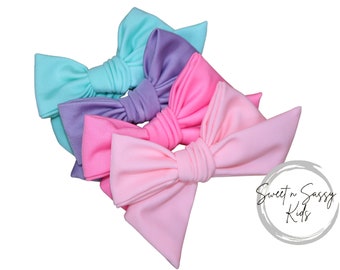 SWIM Bow, 3.5-4 inch wide, Solid Color Swim Bows, Pool Bow, Beach Bow, Water Bows, Poolside, Swim Fabric, Waterproof, Little Swim Bow