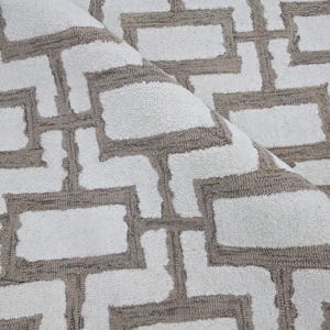 Hand Tufted New Zealand Wool Rug, Loop Pile Geometric Area Rug, Modern Beige Ivory Carpet, Contemporary Living Room Rug home decor