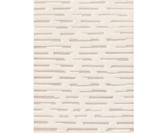 Luxury Hand Knotted New Zealand Wool Rug, Ivory Minimalist Area Rug, Modern Neutral Scandinavian Wool Carpet