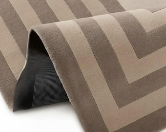 Tappeto in lana annodato a mano, tappeto moderno neutro in lana neozelandese, tappeto minimalista geometrico beige per soggiorno