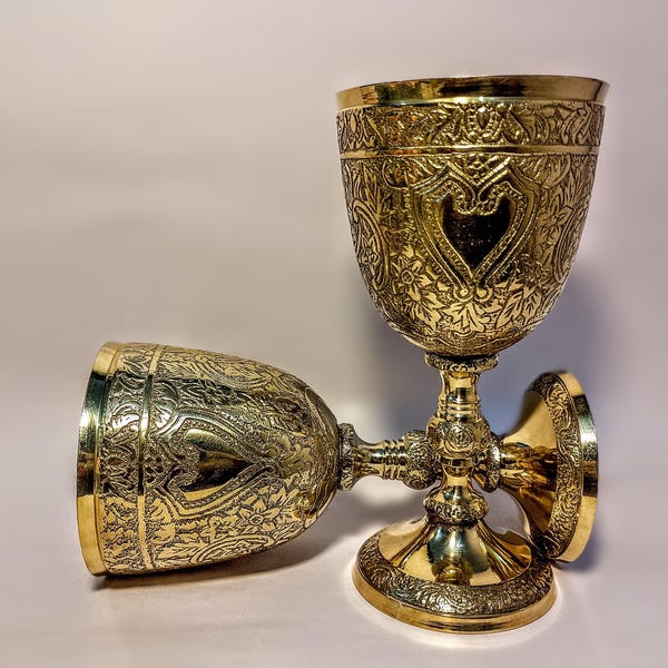 Personalized Brass Chalice: Engraved Gold-Plated Wine Goblet