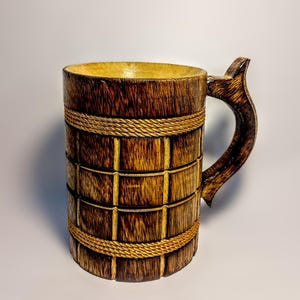 Personalized Wooden Beer Mug: Handcrafted Rustic Mango Wood, 330ml
