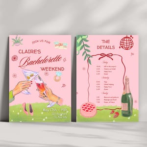 Editable Bachelorette Weekend Invitation for Girls Trip Floral Printable Invite Elegant Outdoor Hen Party Digital Bridal Shower Card