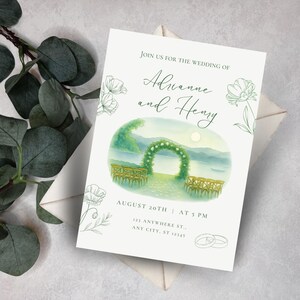 Editable Canva Wedding Invitation Template Cottagecore Elegant Coquette Design Venue Painting We Do Digital Reception Invite Printable Card