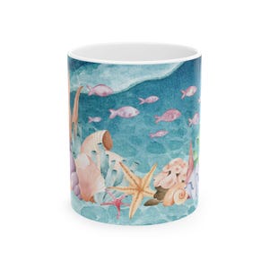 Ocean-Inspired Ceramic Mug, Sea Life Mug, Underwater Coffee Cup, Nautical Drinkware, Gift for Beach Lovers, Tropical Kitchen Decor