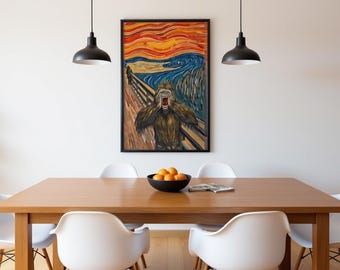 Bigfoot's Scream Framed Sasquatch Expressionist Art Print | Real Wood Frame | Ready to Hang | Multiple Sizes | Cryptid Wall Art