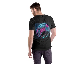 Arte Cyberpunk Glitch Earth | Impressão Digital Neon Planet | Arte de Parede Futurista