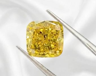 Fancy Yellow Cushion Lab Grown Diamond | IGI Certified | Ethical Luxury Gift