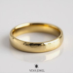 Hand Hammered Gold Wedding Band | 14K Solid Yellow Gold Ring | Classic Rustic Texture Band | Unisex Promise Ring | Anniversary Gift