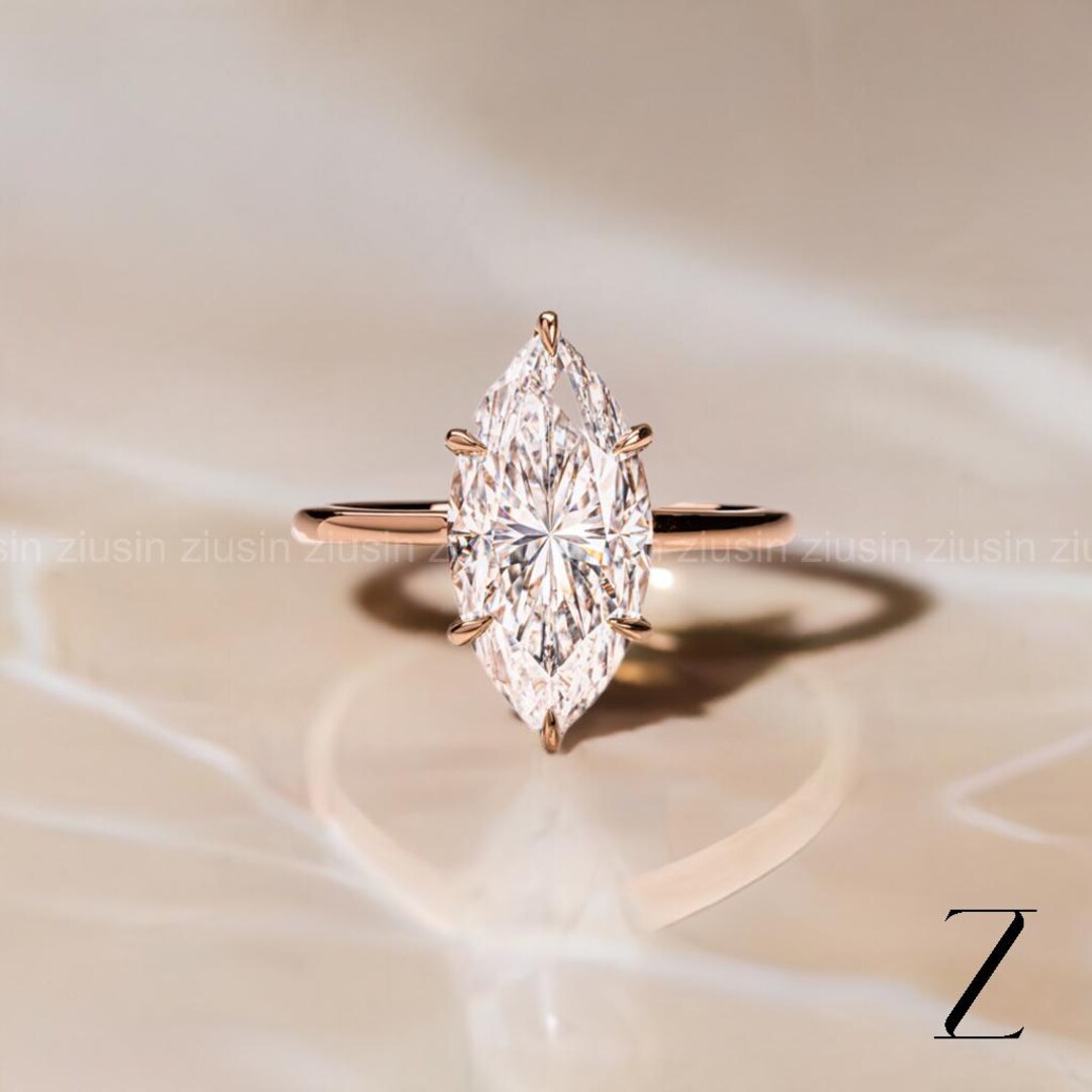 2.25CT Marquise Cut Diamond Solitaire Engagement Ring • Rose Gold ...