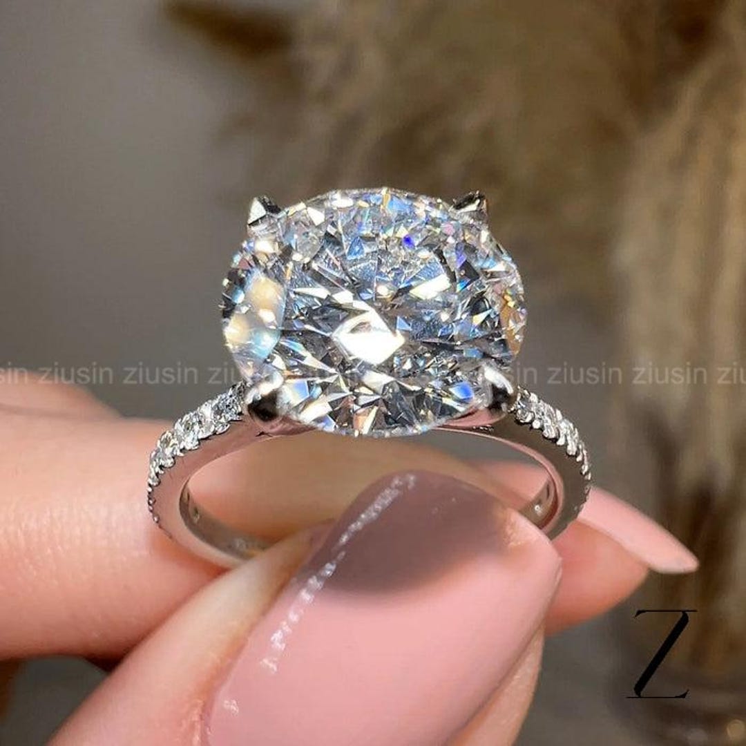 Viral Rings 2.50CT Round Cut Engagement Ring | Viral Tiktok Ring | Hidden Halo ...