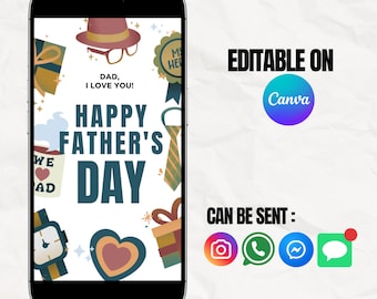 Carte virtuelle pour la fête des pères | Carte de voeux numérique animée pour papa | Carte électronique pour la fête des pères | Vidéo amusante de la carte électronique mobile | Téléchargement instantané