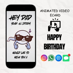 Funny Happy Birthday eCard Video | Animated Digital Card for Dad | Personalized Message | Instant Download Happy birthday Gift | Funny Dad