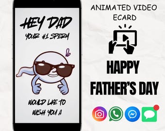 Vidéo amusante de la carte électronique pour la fête des pères | Carte numérique animée pour papa | Message personnalisé | Cadeau pour la fête des pères à téléchargement immédiat | Cadeau papa amusant