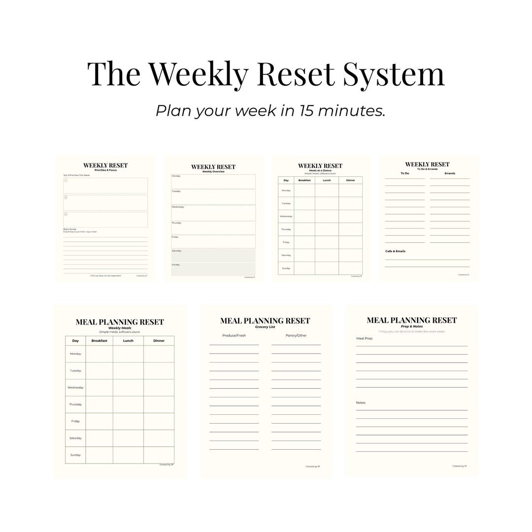 Weekly Filing System Weekly Reset System Printable for Busy Women | Weekly Planner + Meal ...