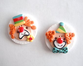 Button Clowns handmade polymer clay buttons ( 2 )