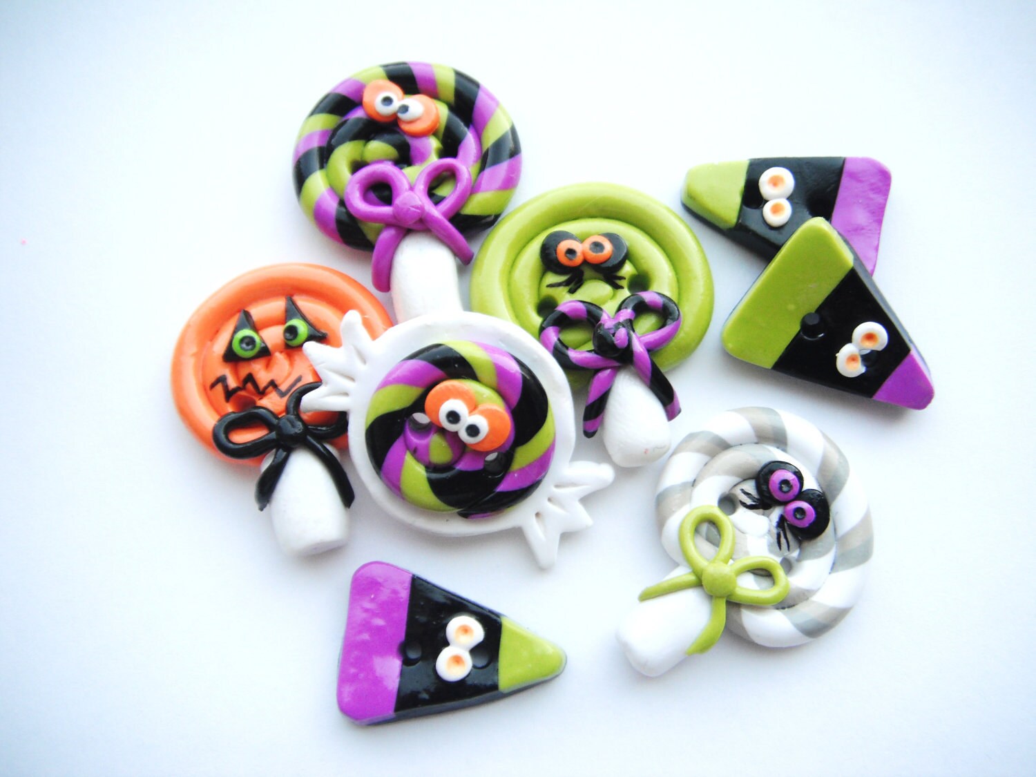 Button Creepy Halloween Candy handmade polymer clay buttons Etsy