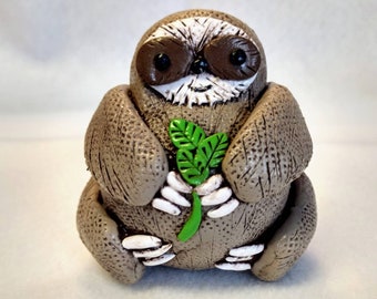 Christmas ornament sloth glass polymer clay handmade artisan tree ornament