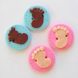 Button Twin Baby Steps handmade polymer clay buttons ( 2 )