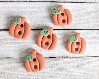 Pumpkin buttons polymer clay handmade artisan fall autumn buttons