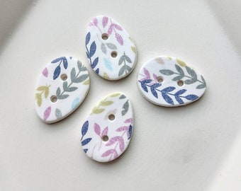 Buttons polymer clay Easter eggs transfer print handmade boho artisan sewing knotting crochet