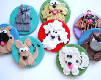 Button Pick your Pooch handmade polymer clay buttons ( 3 )