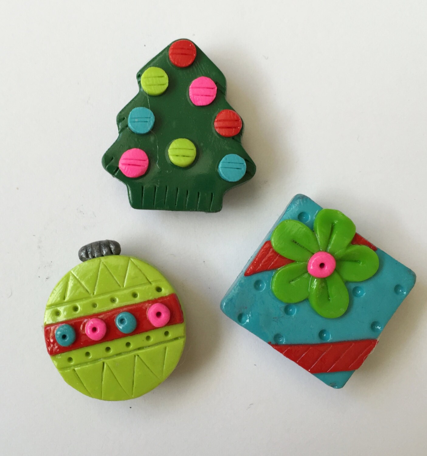 Magnets Christmas Retro Handmade Polymer Clay Tree Gift - Etsy