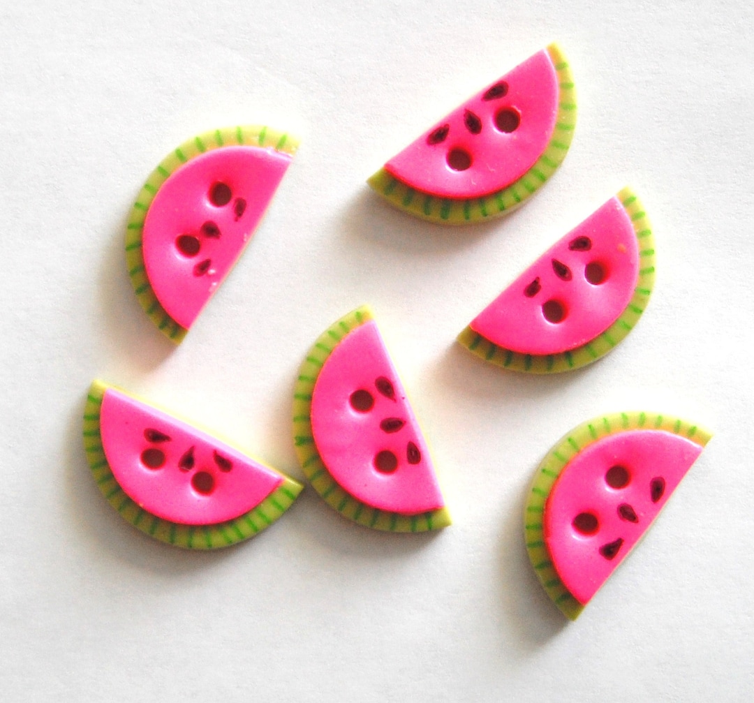 Watermelon Buttons Small Watermelon Slices Handmade Polymer Clay Buttons ( 6 ) - Etsy