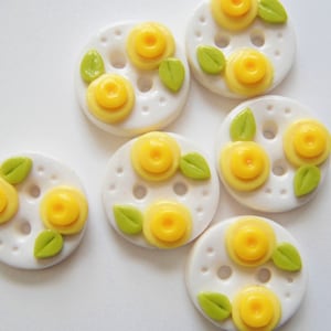 Botão Duplo Flor Botões artesanais de argila de polímero ( 6 )