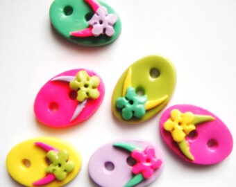 Button Teeny Flip Flops handmade polymer clay buttons ( 6 )