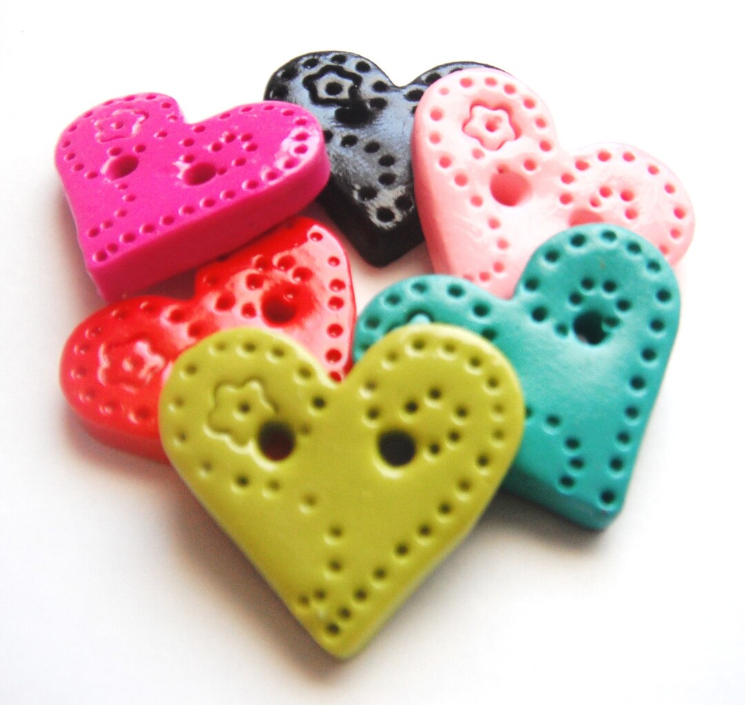 Sweet Hearts Polymer Clay Buttons 5 - Etsy