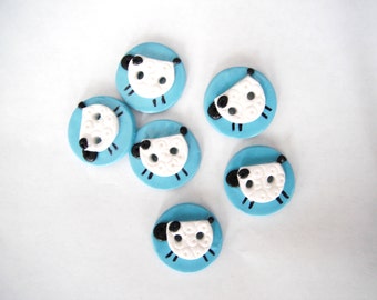 Button Counting Sheep handmade polymer clay buttons ( 6 )