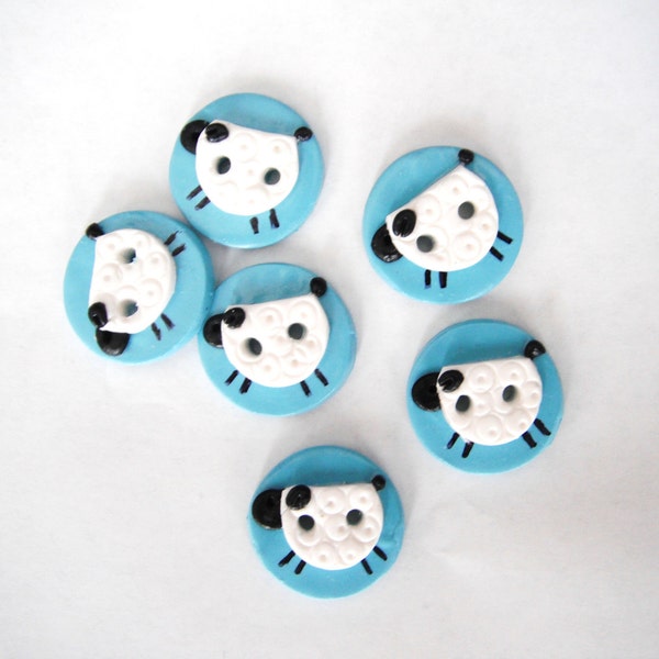 Button Counting Sheep handmade polymer clay buttons ( 6 )