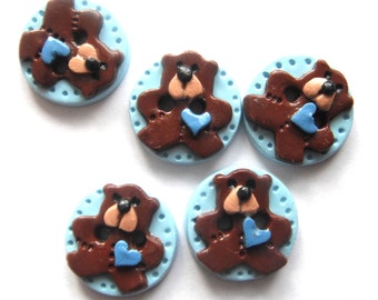 Button Tiny Teddy handmade polymer clay buttons ( 5 )