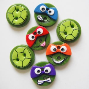 Botones de arcilla polimérica hechos a mano de las Tortugas Ninja Adolescentes Mutantes (7)