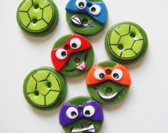 Button Teenage Mutant Ninja Turtles handmade polymer clay buttons ( 7 )